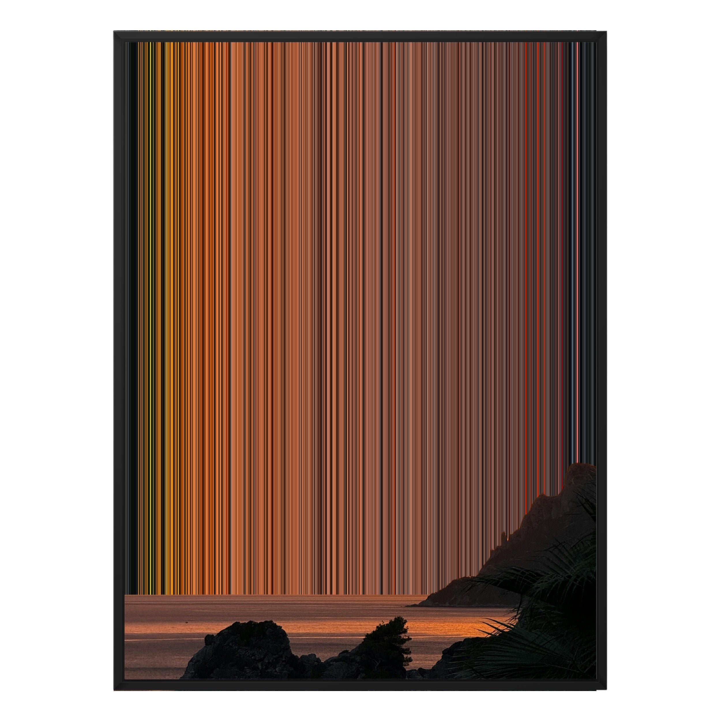 Rocky Coastline at Dawn - Black framed canvas mockup - Gradienta