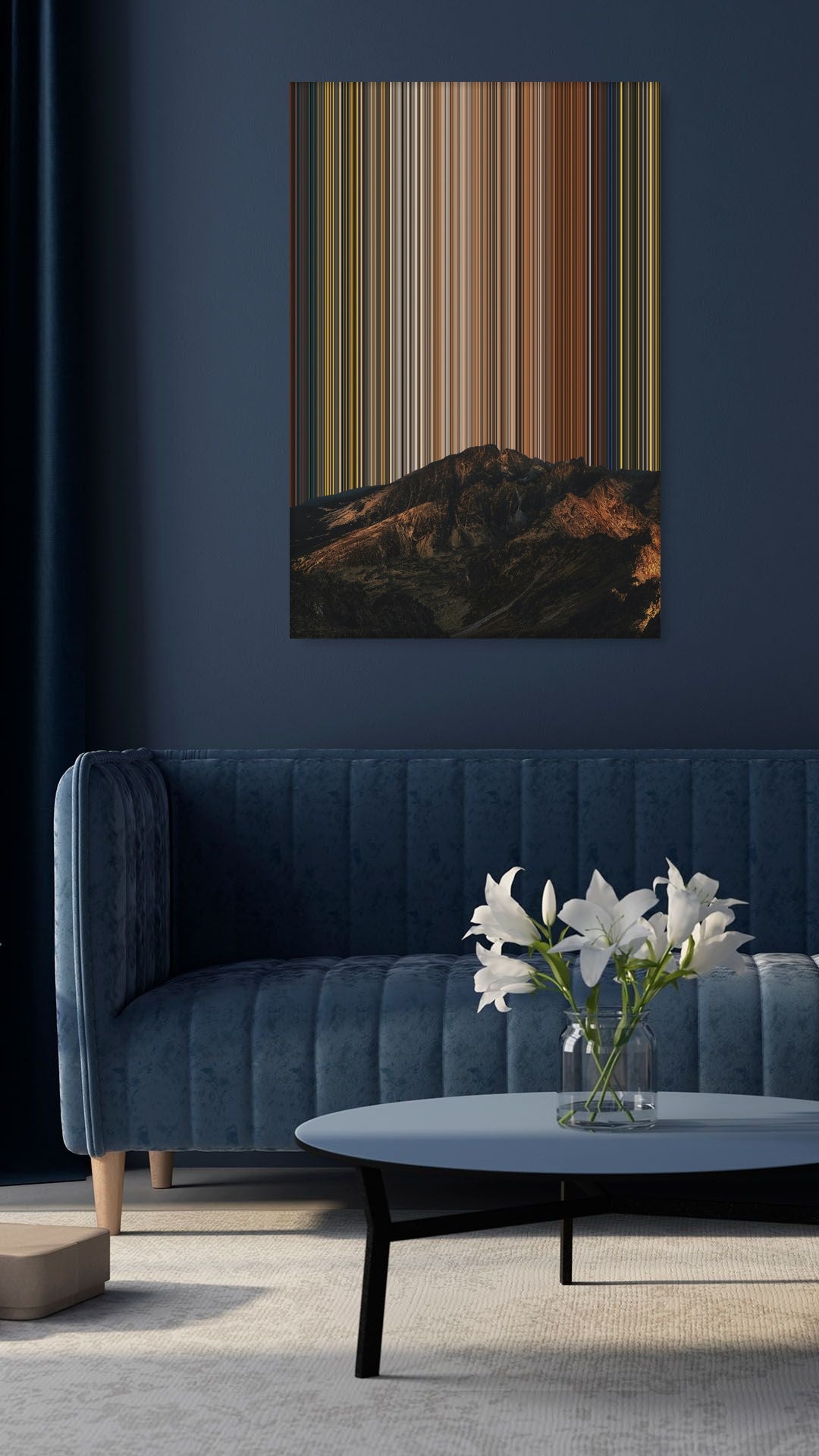 Mountain At Night Under A Starry Sky - Lifestyle staging in modern interior - Gradienta