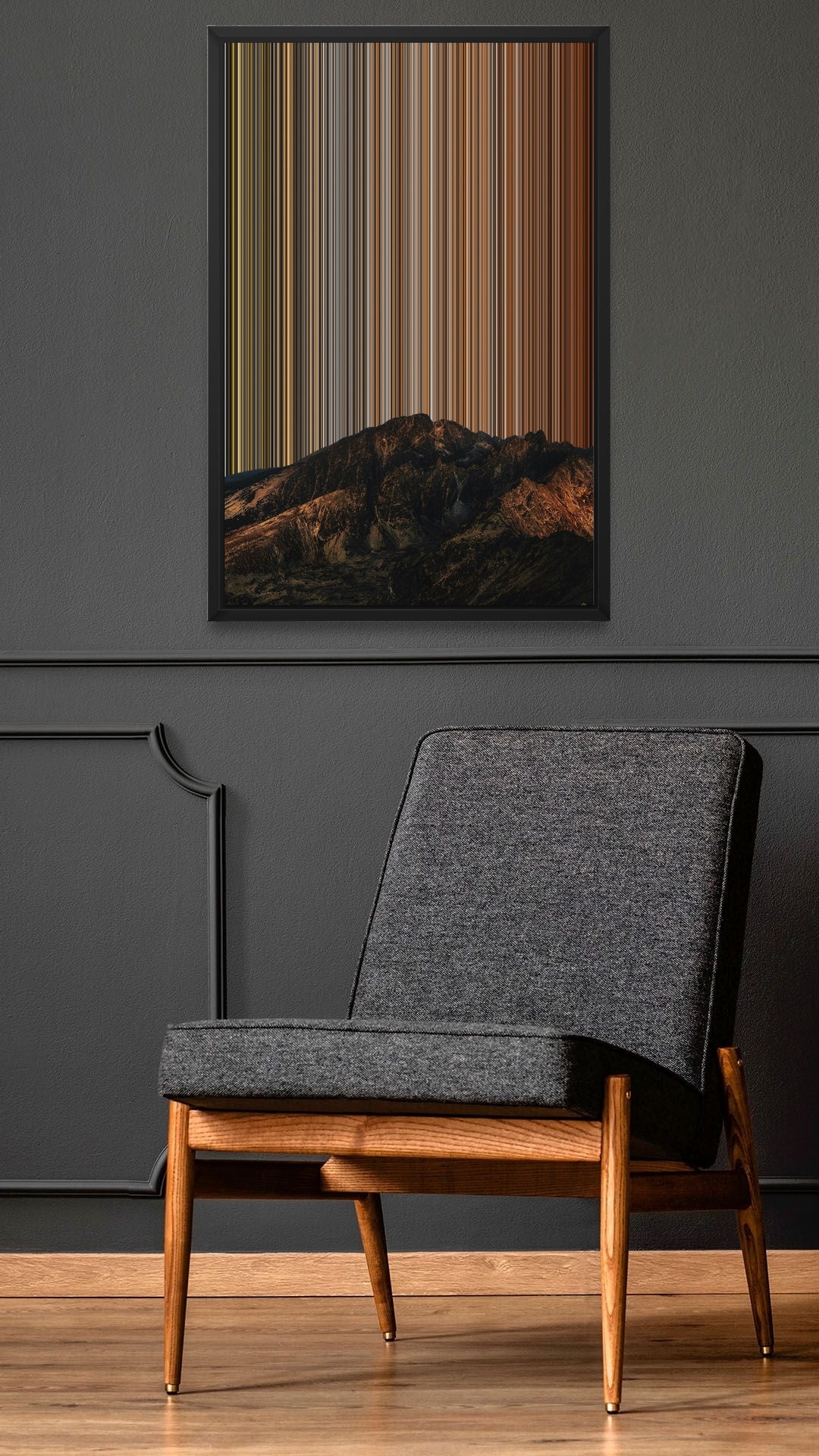 Mountain At Night Under A Starry Sky - Lifestyle staging in modern interior - Gradienta