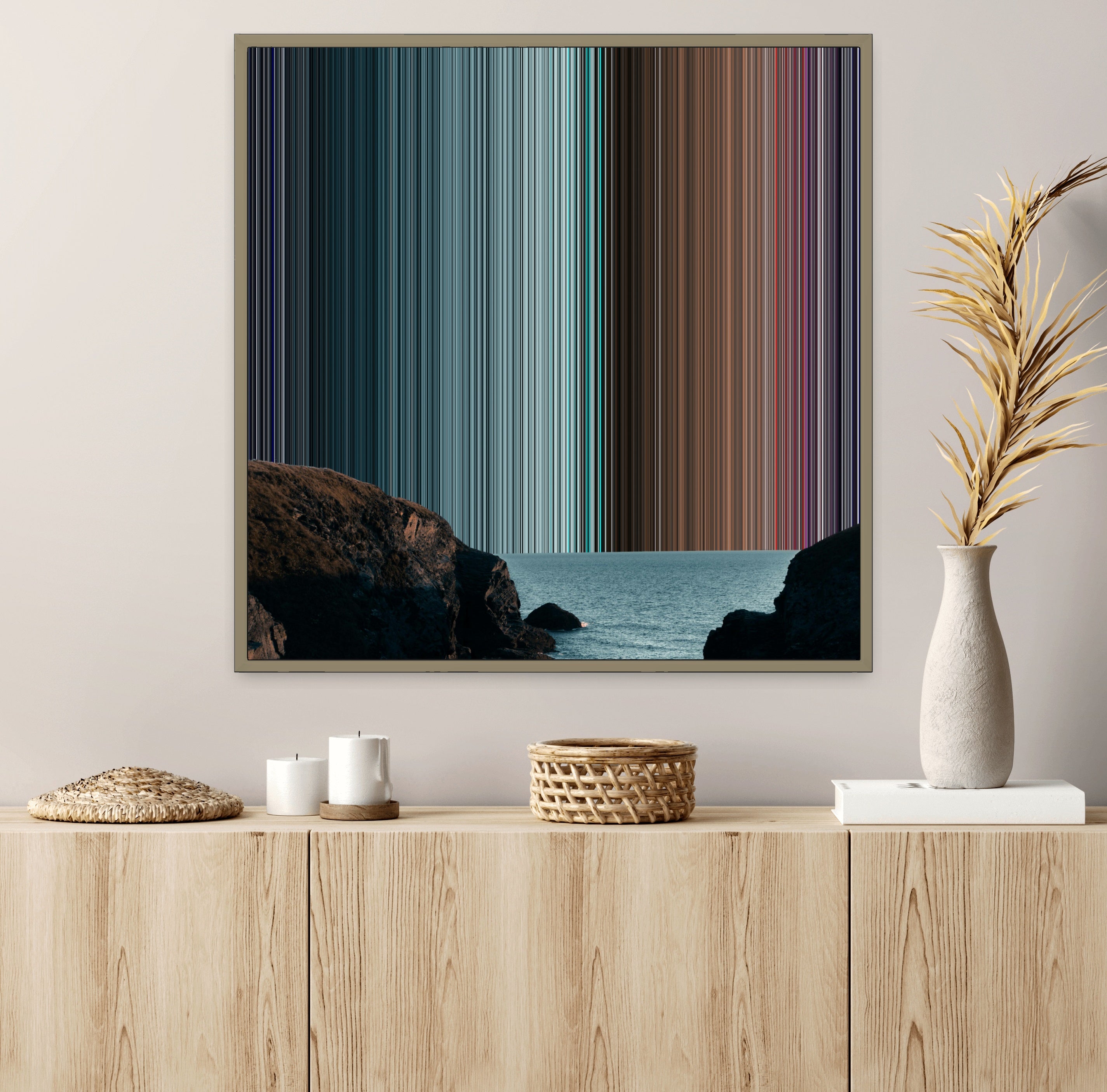 Rocky Mountain Beside the Ocean - Lifestyle staging in modern interior - Gradienta