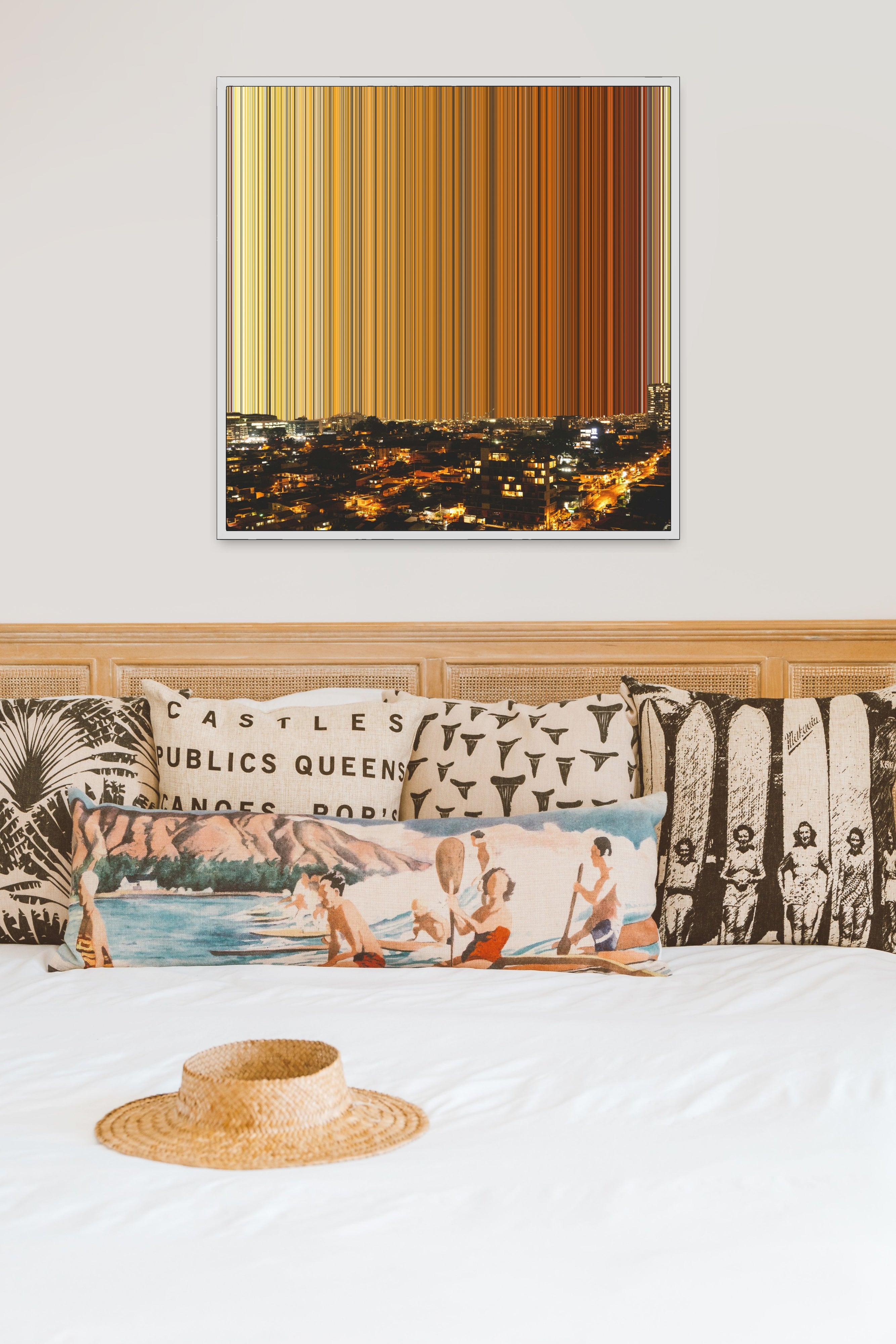 A city at night with lights and buildings - Lifestyle staging in modern interior - Gradienta