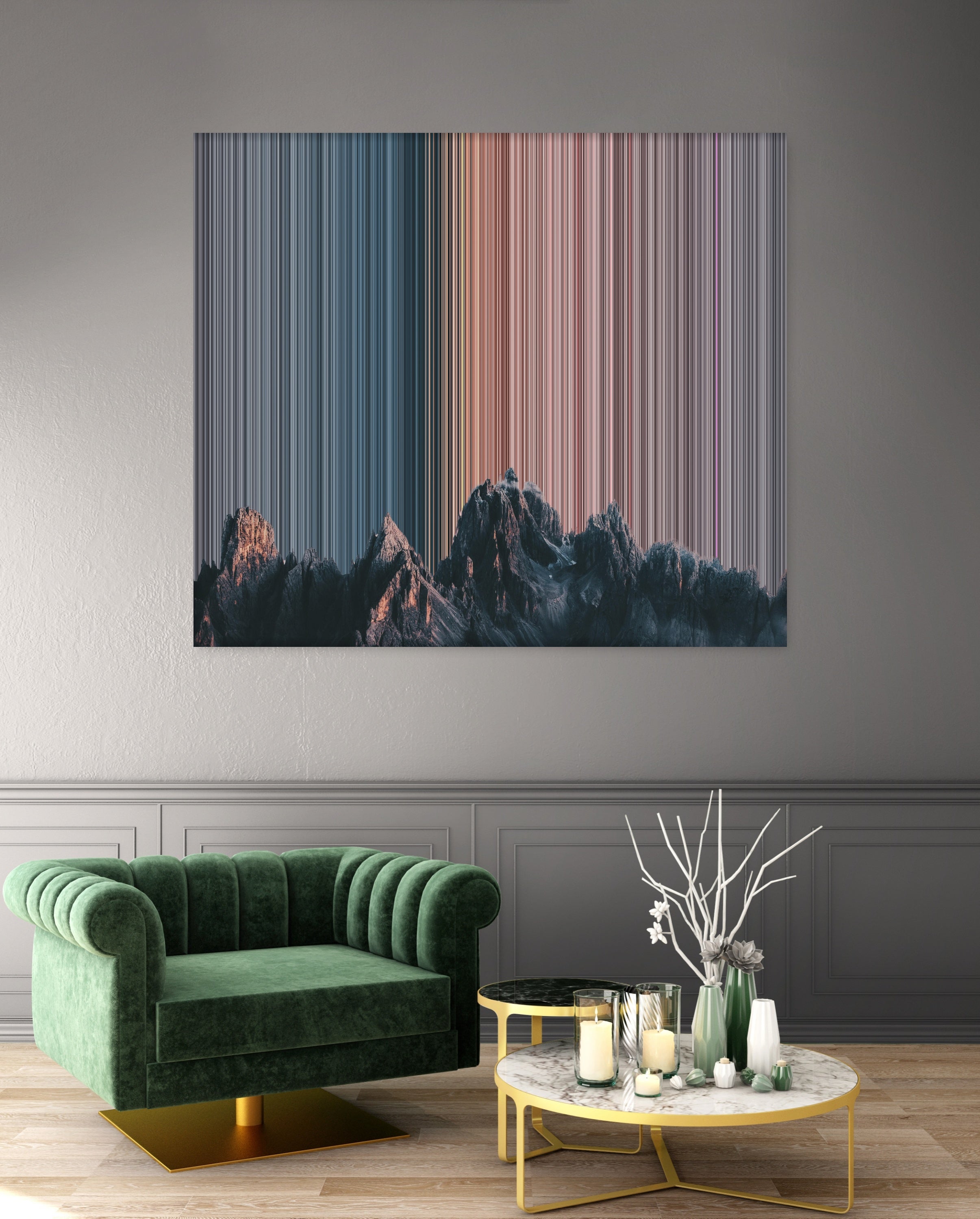 Italy Mountains - Lifestyle staging in modern interior - Gradienta