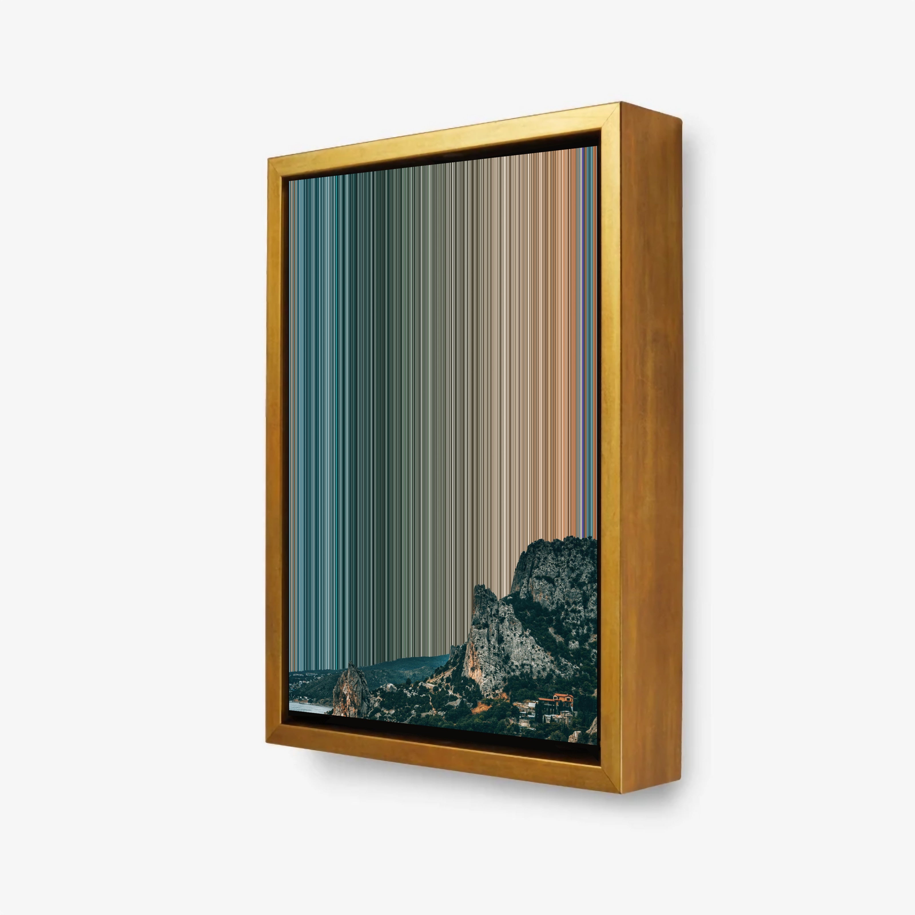 Rocks on Seashore under Cloudy Sky - 3D framed canvas view - Gradienta