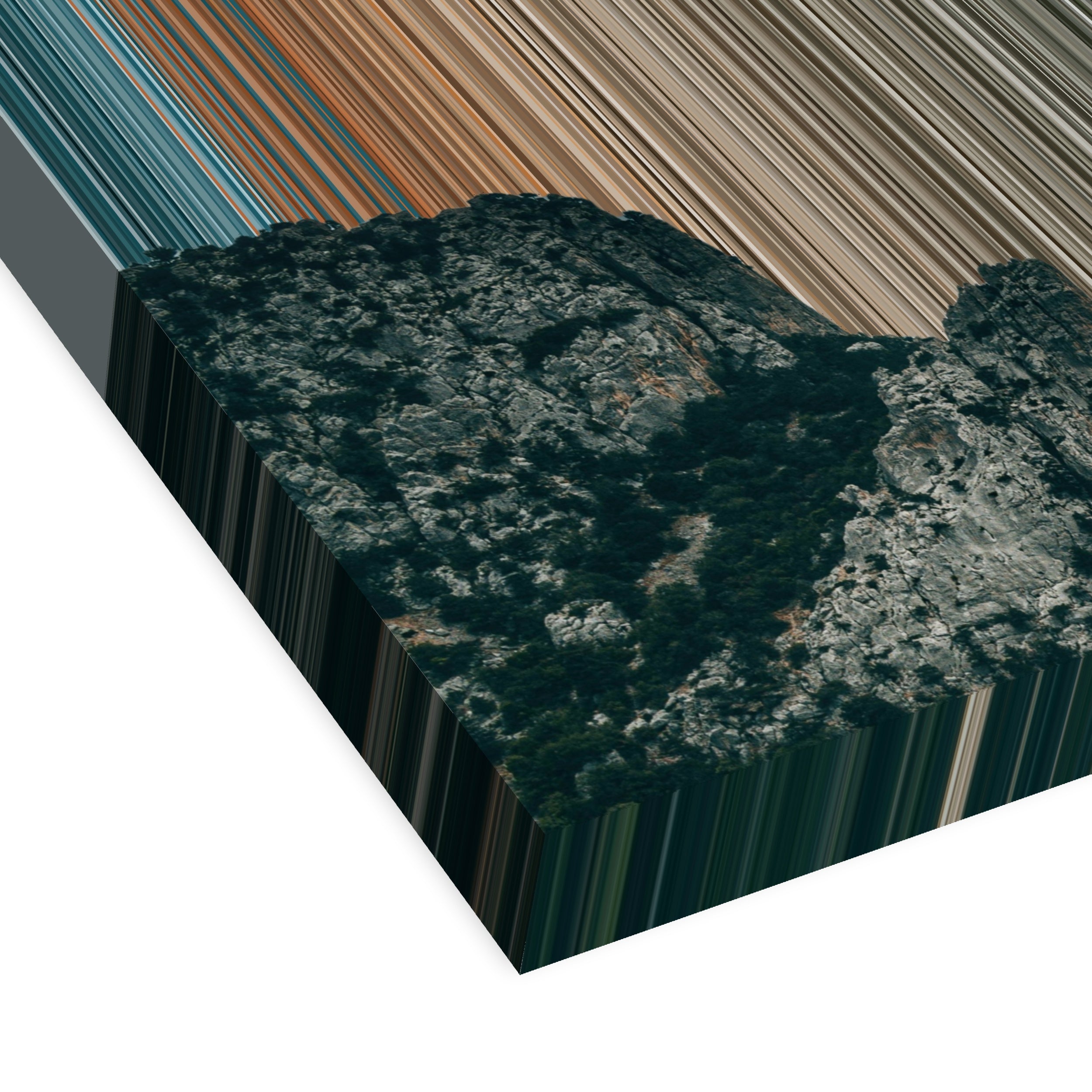 Rocks on Seashore under Cloudy Sky - 3D perspective view showing canvas depth and texture - Gradienta