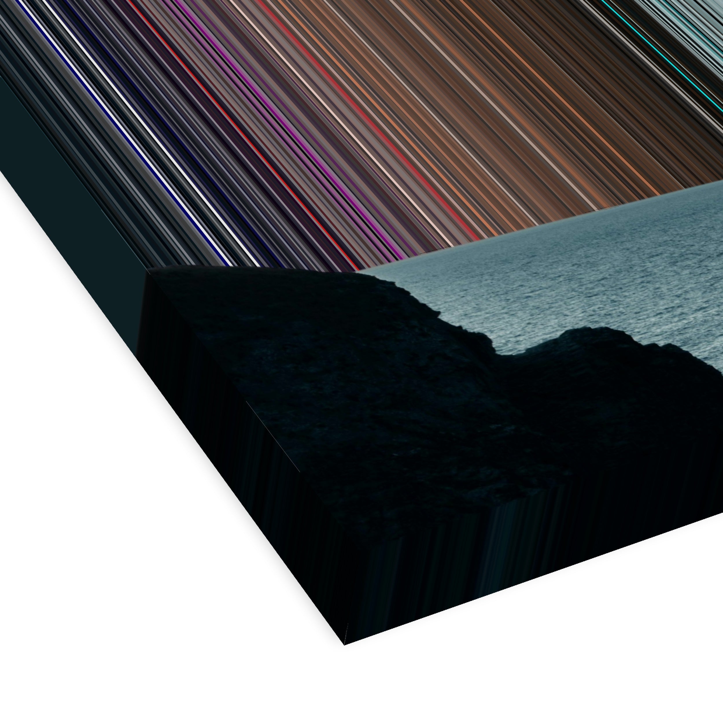 Rocky Mountain Beside the Ocean - 3D perspective view showing canvas depth and texture - Gradienta