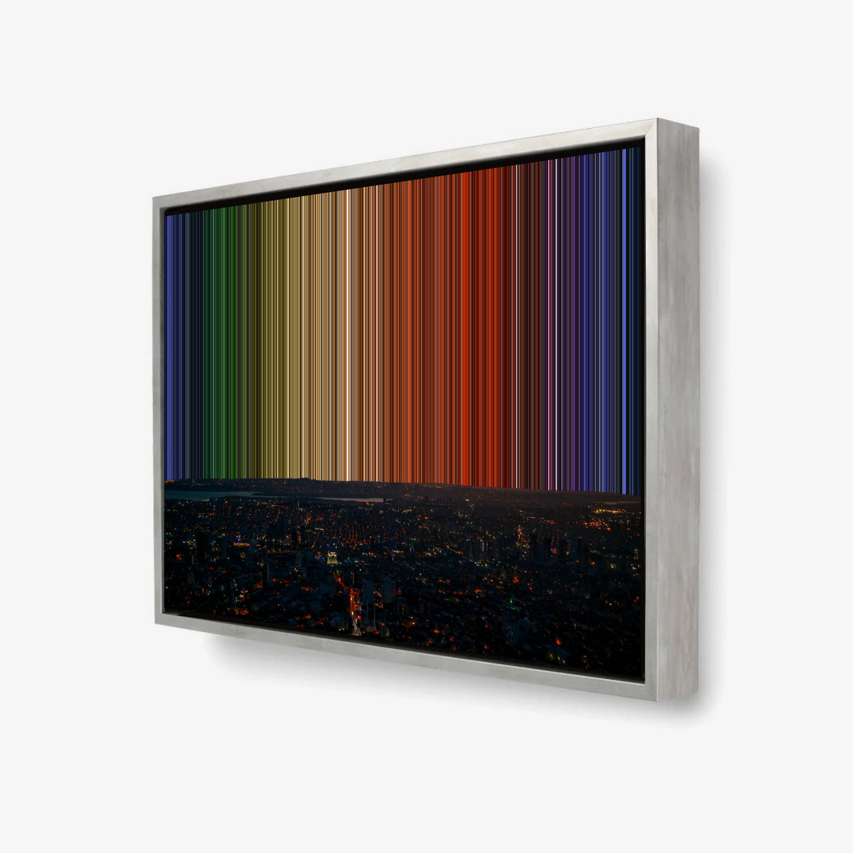 Aerial Cityscape at Twilight - 3D framed canvas view - Gradienta