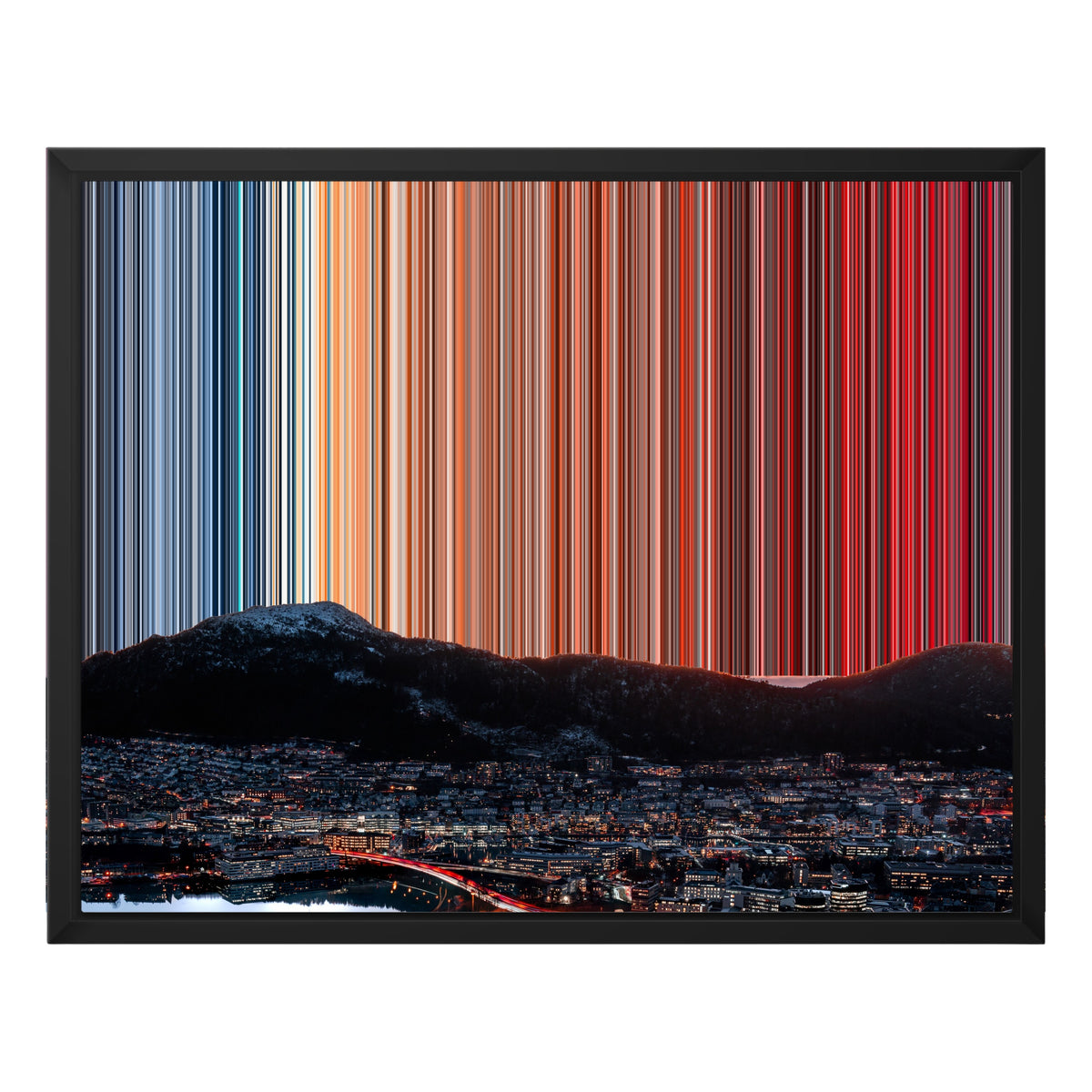 Bergen, Noruega: simulación del lienzo de Gradienta con marco negro