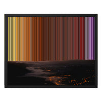 Vue aérienne de la ville au coucher du soleil – Aperçu en toile encadrée, cadre noir – Gradienta