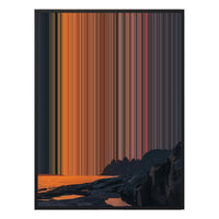 Sunset over calm sea and mountains - Black framed canvas mockup - Gradienta