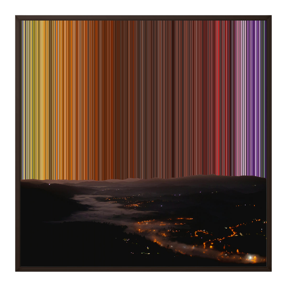 Toile encadrée, format 30×30", cadre brun