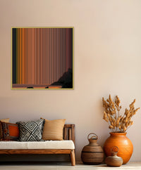 Rocky Coastline at Dawn - Lifestyle staging in modern interior - Gradienta