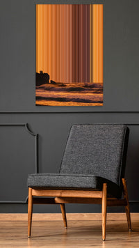 Stunning Sunset Over Ocean Waves at Beach - Lifestyle staging in modern interior - Gradienta