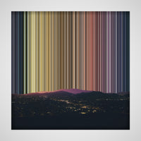 Mountains and City Lights at Dusk - Canvas mockup showing flat artwork detail - Gradienta