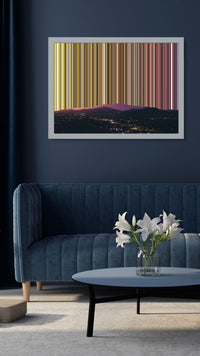 Mountains and City Lights at Dusk - Lifestyle staging in modern interior - Gradienta