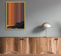 Sunset over calm sea and mountains - Lifestyle staging in modern interior - Gradienta