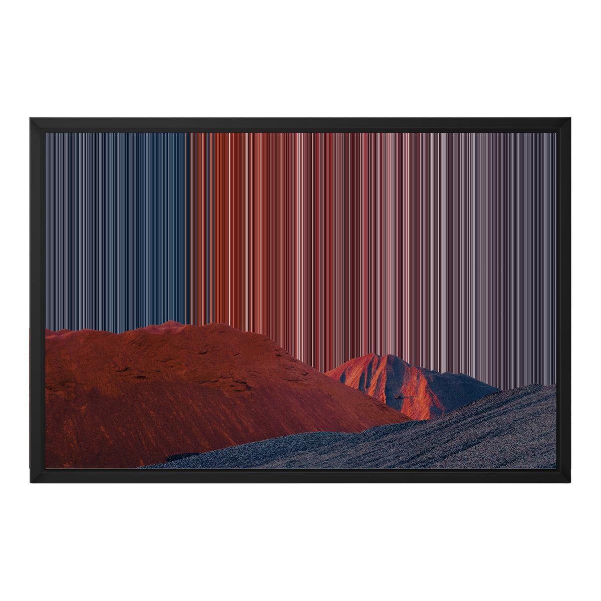 Toile en caisse américaine, format 24×18", cadre noir
