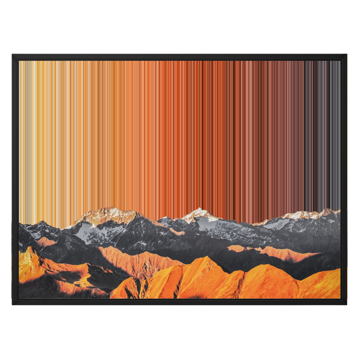Toile en caisse américaine, format 30×24", cadre noir