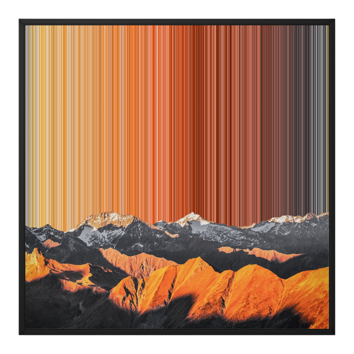 Toile en caisse américaine, format 30×30", cadre noir