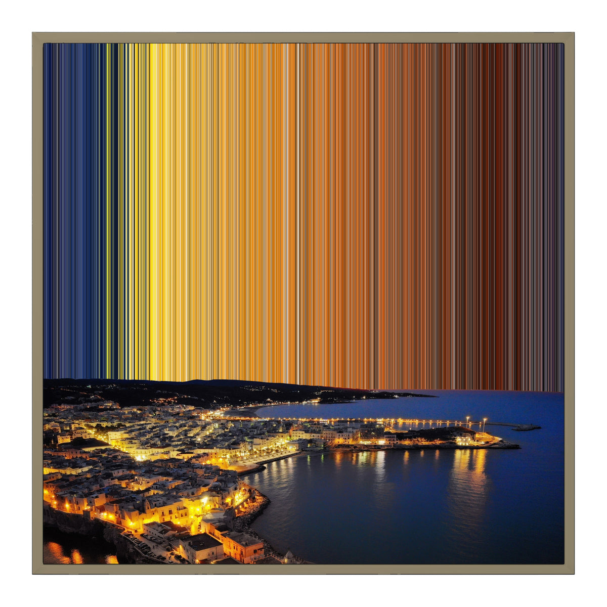 Lienzo con marco flotante, 30×30", marco de madera natural