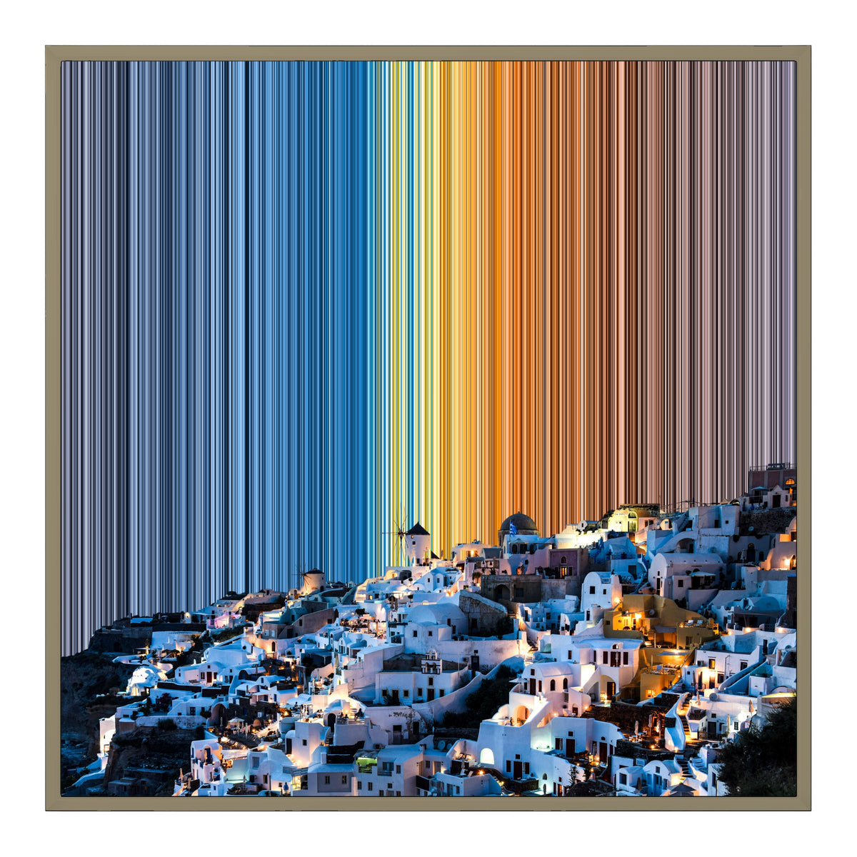 Lienzo con marco flotante, 30×30", marco de madera natural