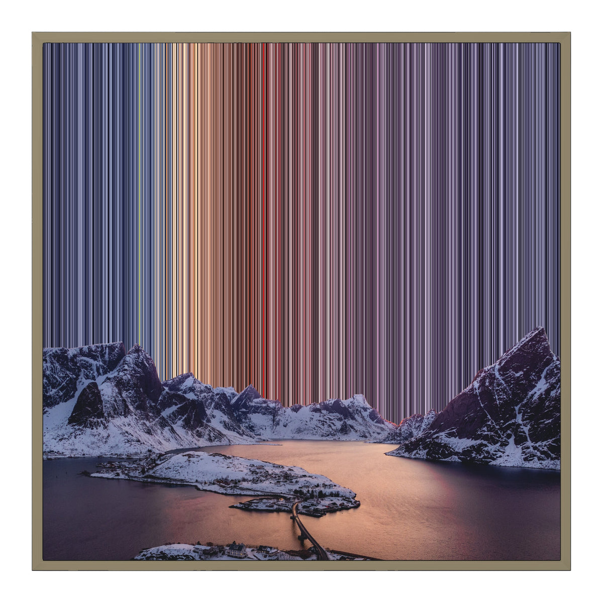 Lienzo con marco flotante, 30×30", marco de madera natural