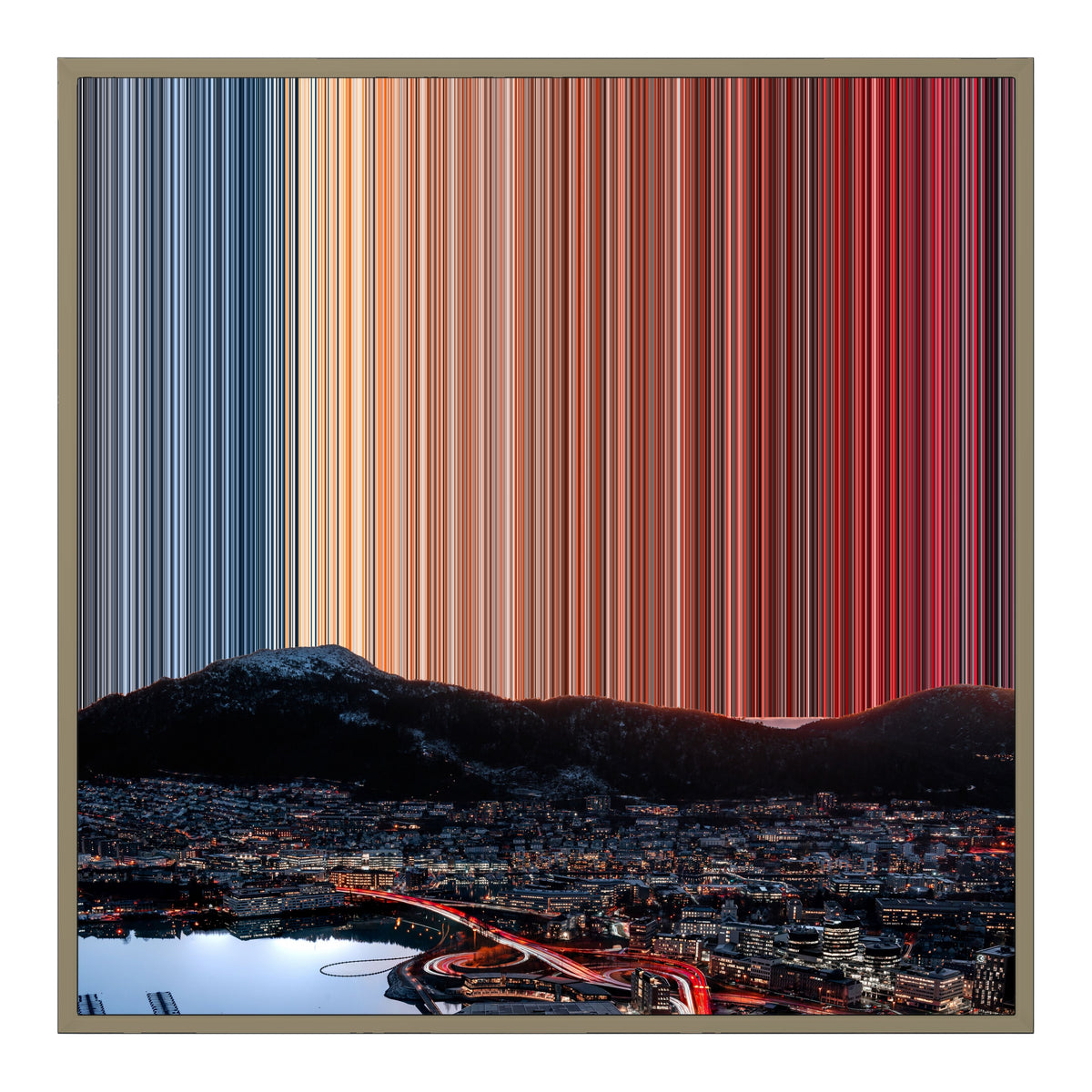 Lienzo con marco flotante, 30×30", marco de madera natural