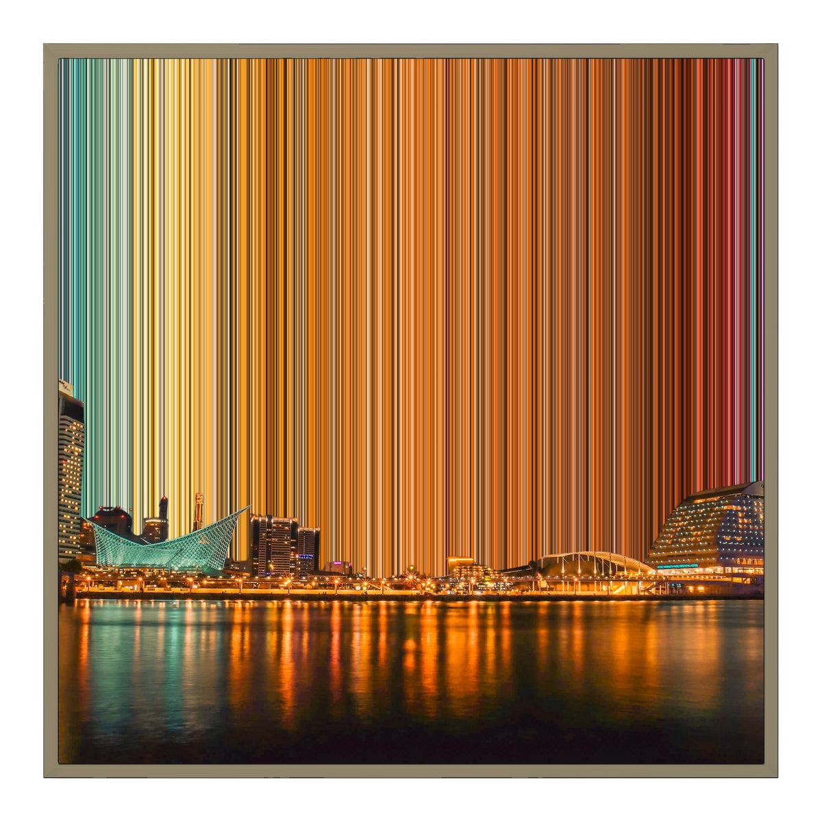 Lienzo con marco flotante, 30×30", marco de madera natural