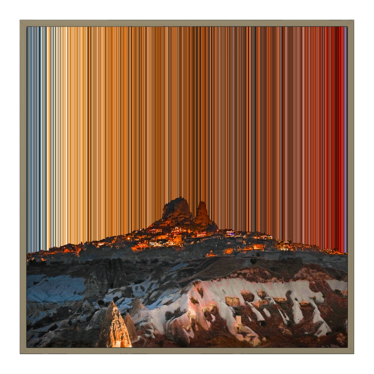 Canvastavla i floaterram, 30×30", ram i naturträ