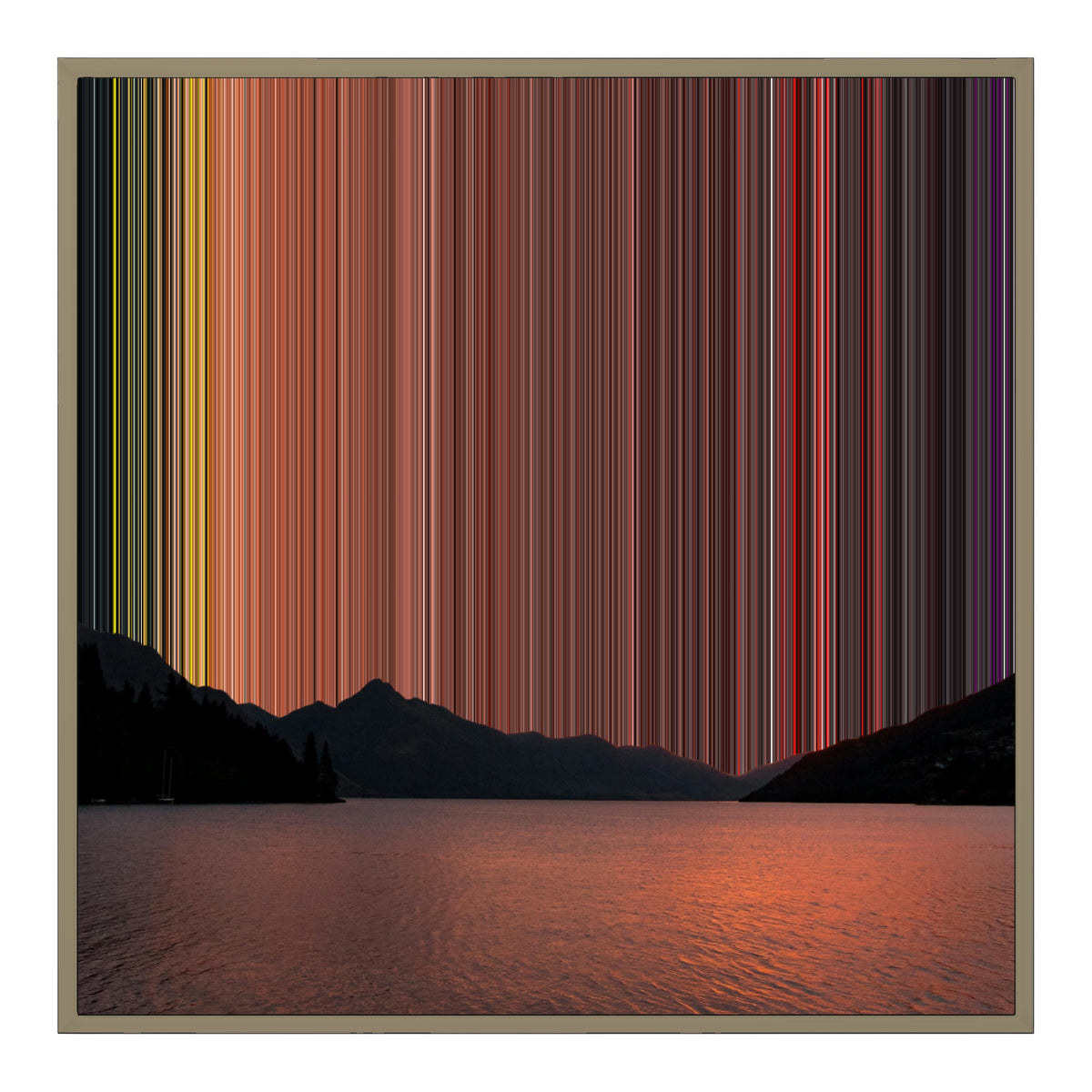 Lienzo con marco flotante, 30×30", marco de madera natural