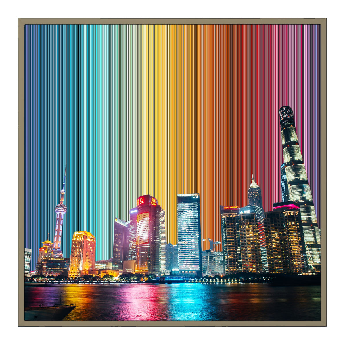 Lienzo con marco flotante, 30×30", marco de madera natural
