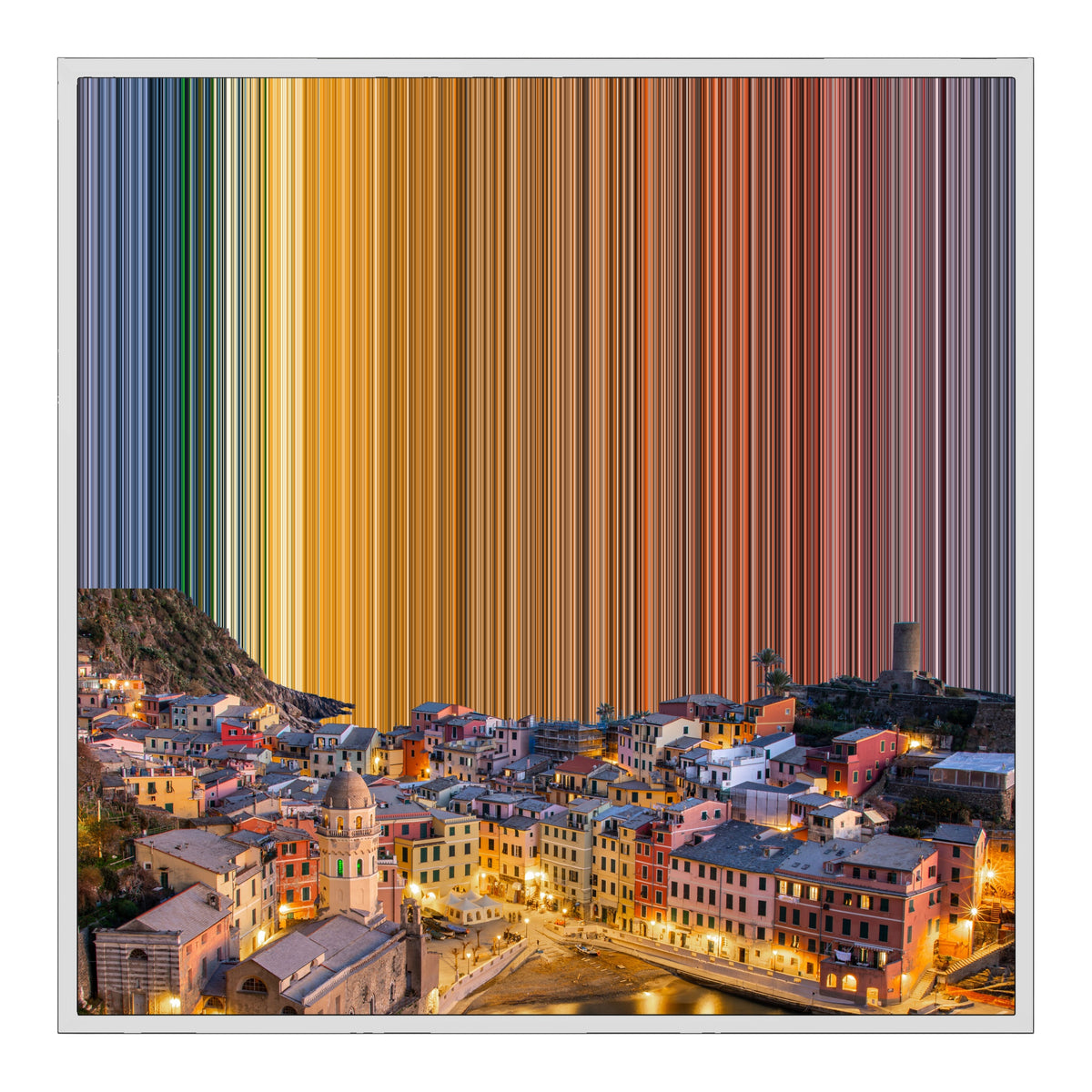 Leinwandbild mit Schattenfugenrahmen im Format 30×30", weißer Rahmen