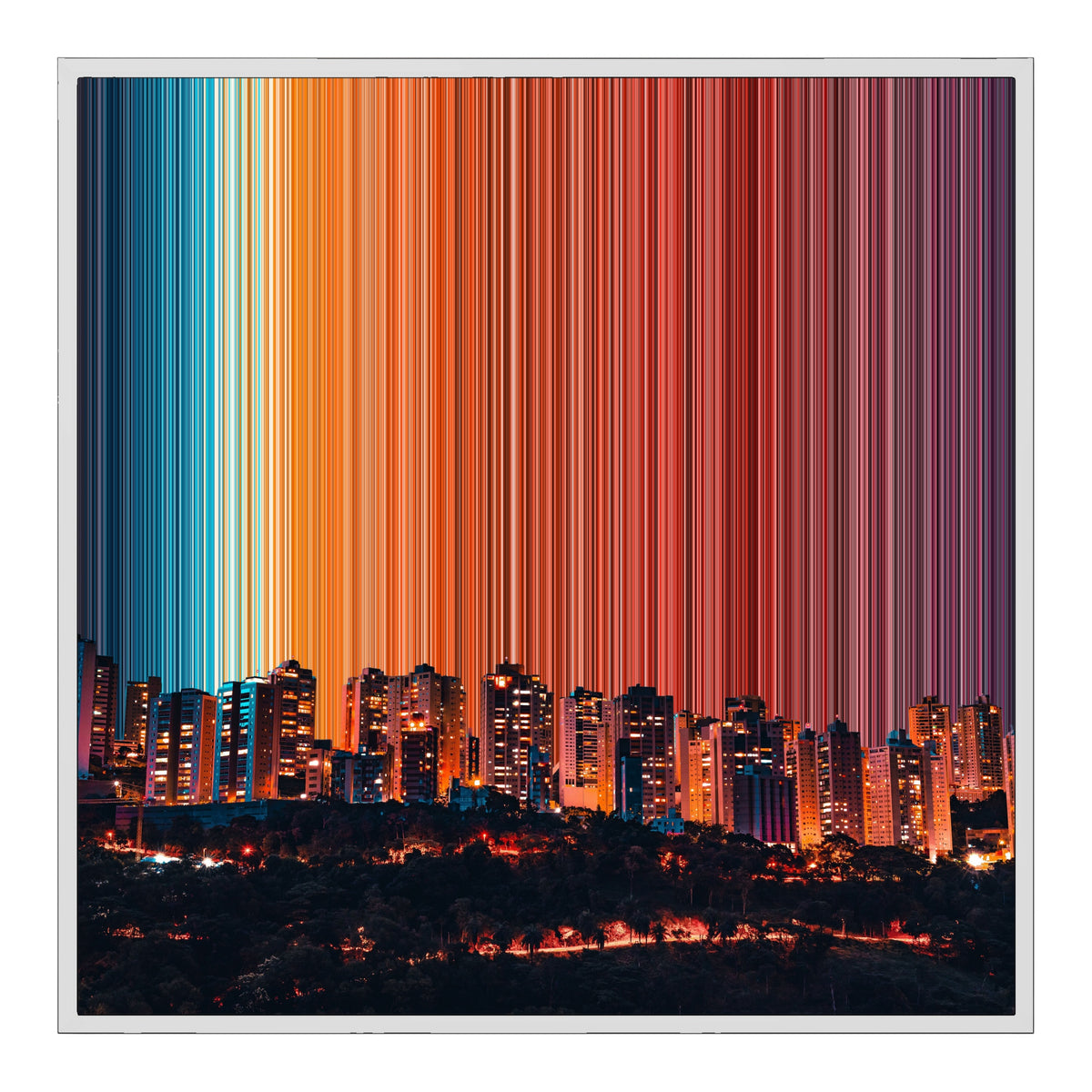 Leinwandbild mit Schattenfugenrahmen im Format 30×30", weißer Rahmen