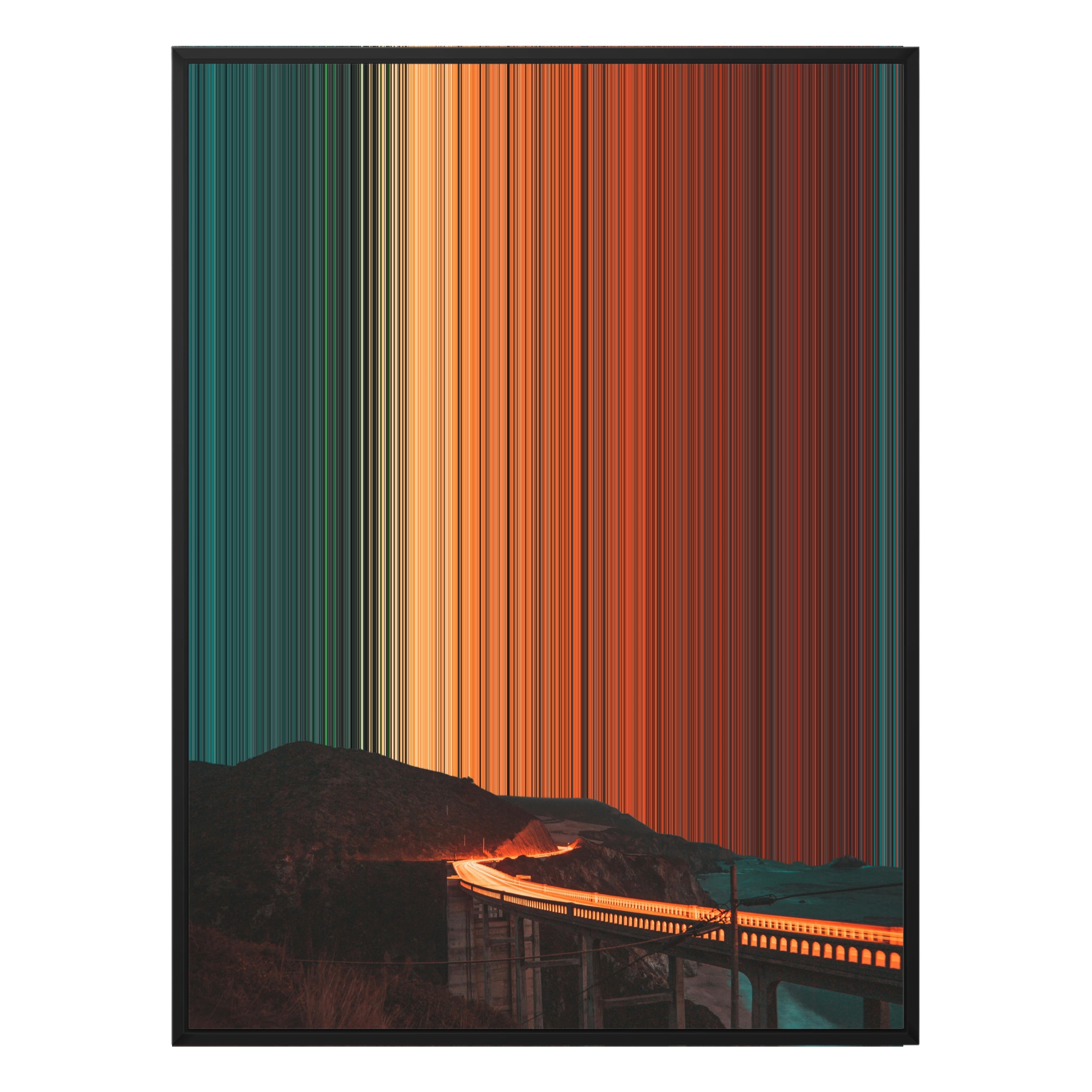 34×60" Metallic Float Frame Canvas - Black Frame variant