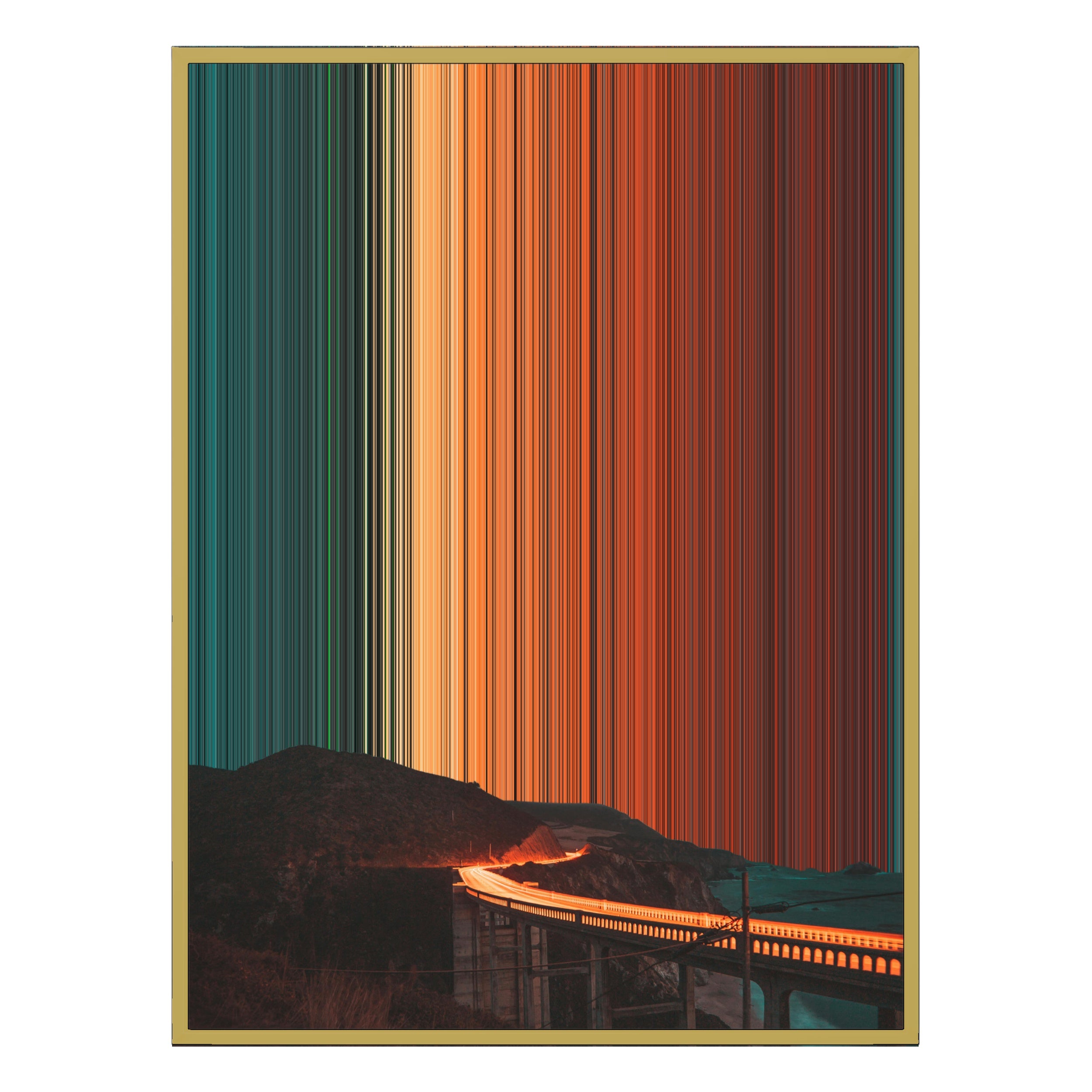 34×60" Metallic Float Frame Canvas - Gold Frame variant