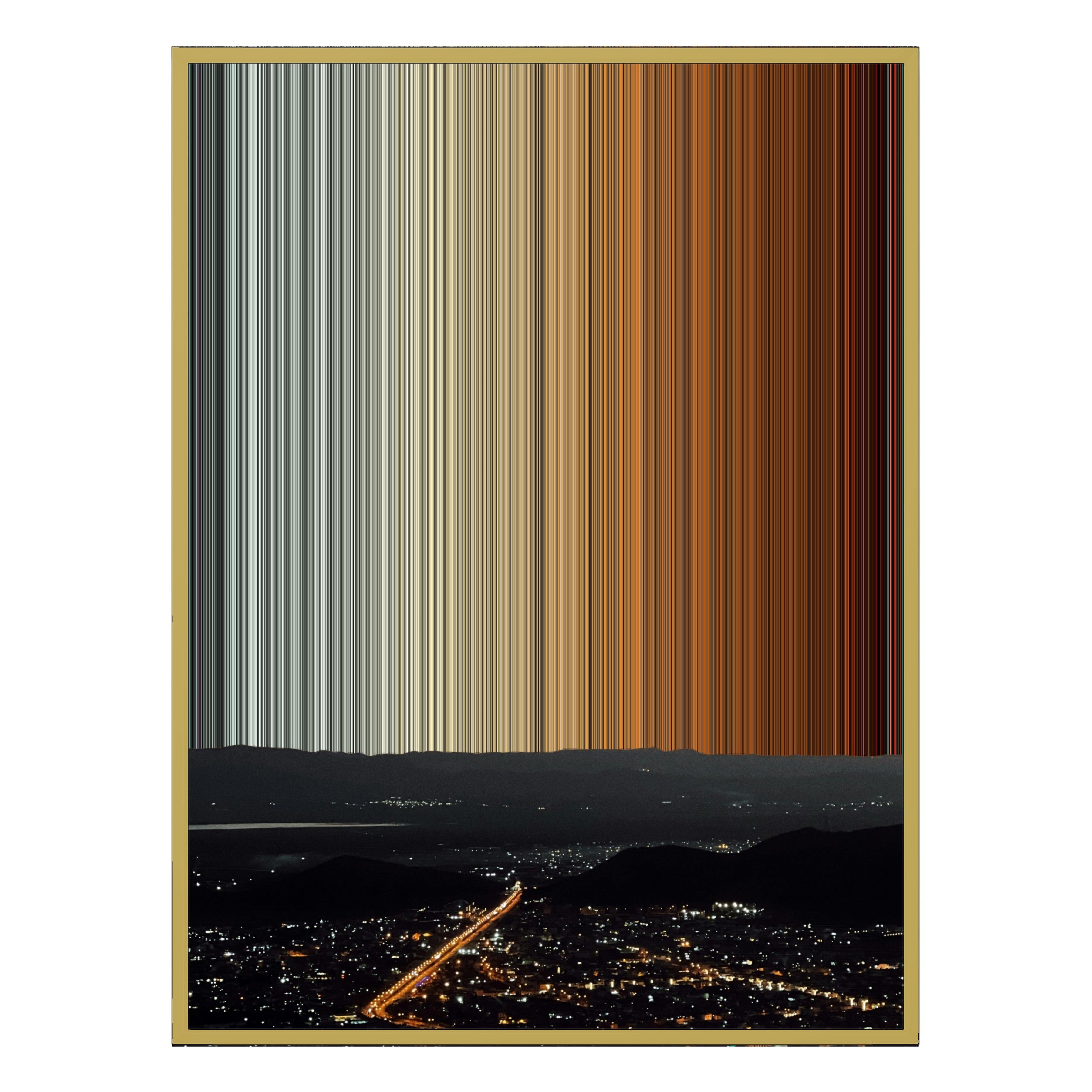 34×60" Metallic Float Frame Canvas - Gold Frame variant