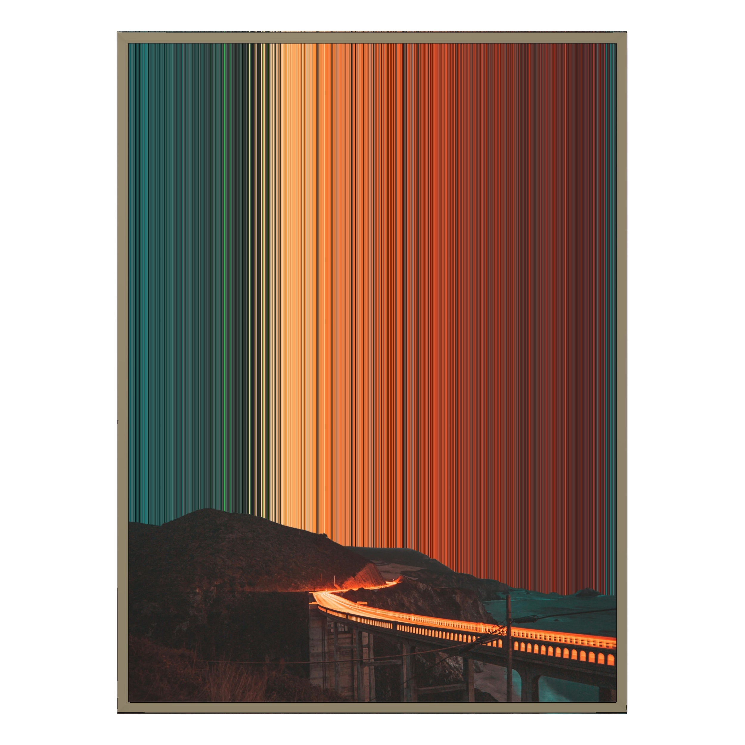 34×60" Metallic Float Frame Canvas - Natural Frame variant