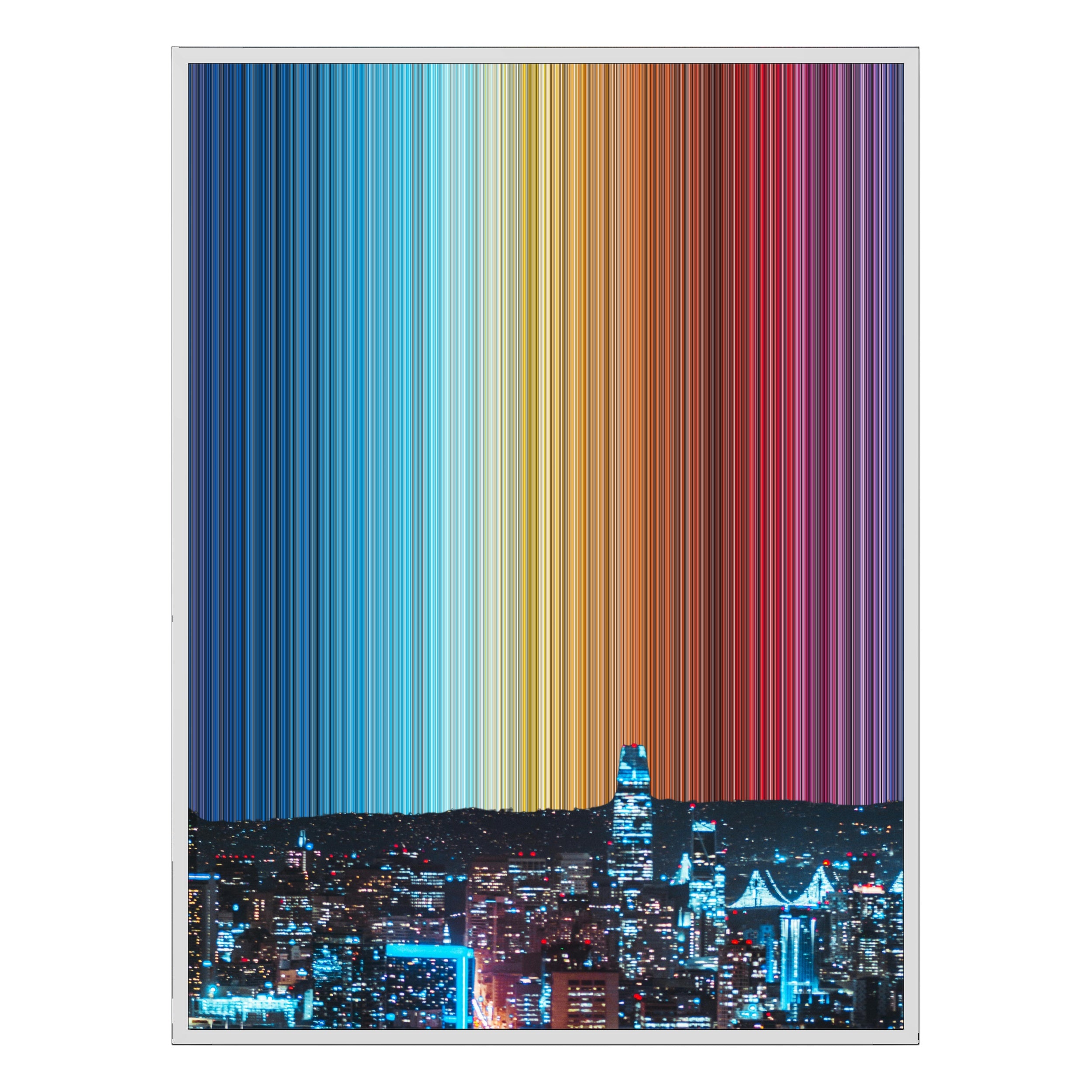 34×60" Metallic Float Frame Canvas - White Frame variant