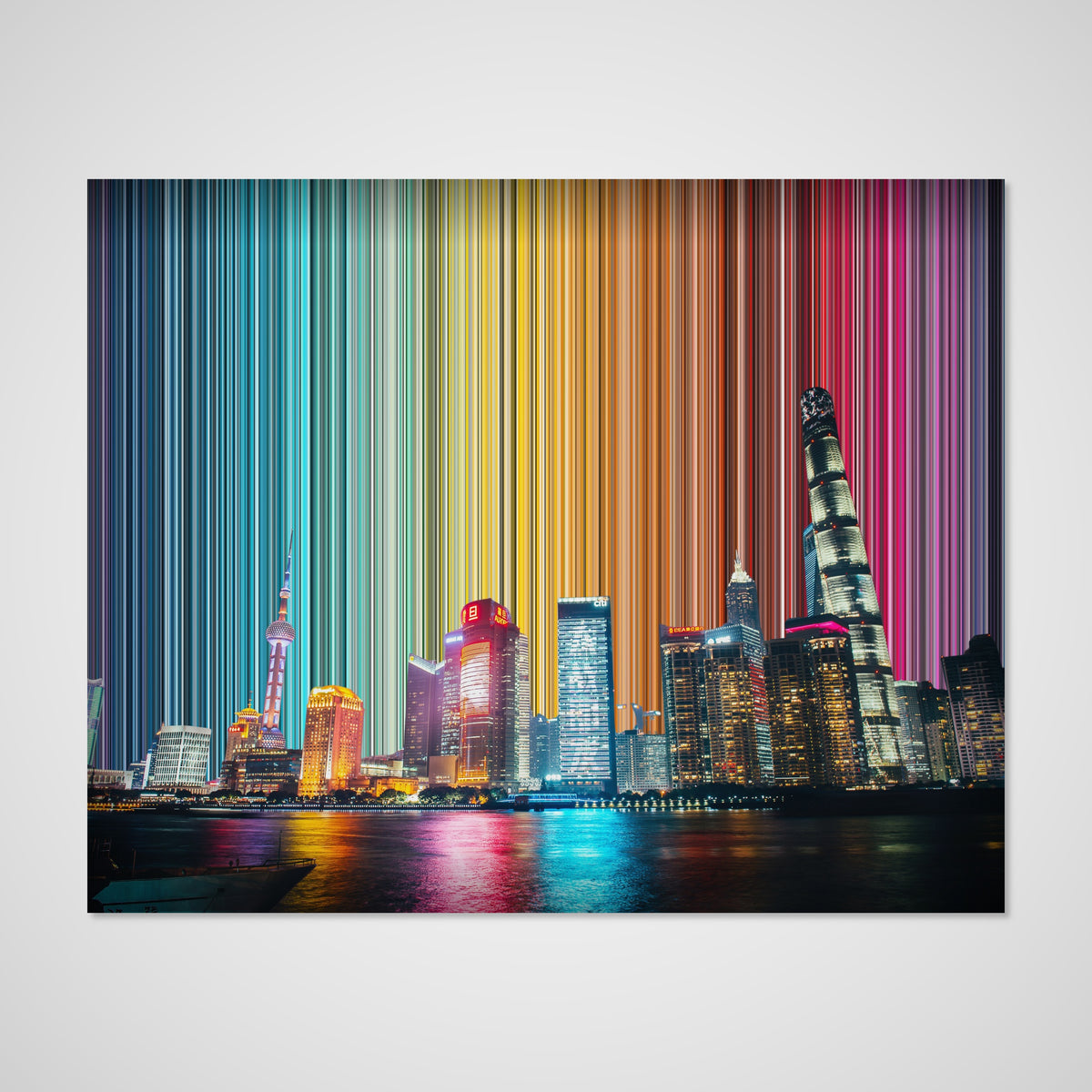 Shanghái, China: vista frontal del lienzo que muestra la obra en detalle