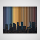 City Skyline Reflected at Twilight - Canvas mockup showing flat artwork detail - Gradienta