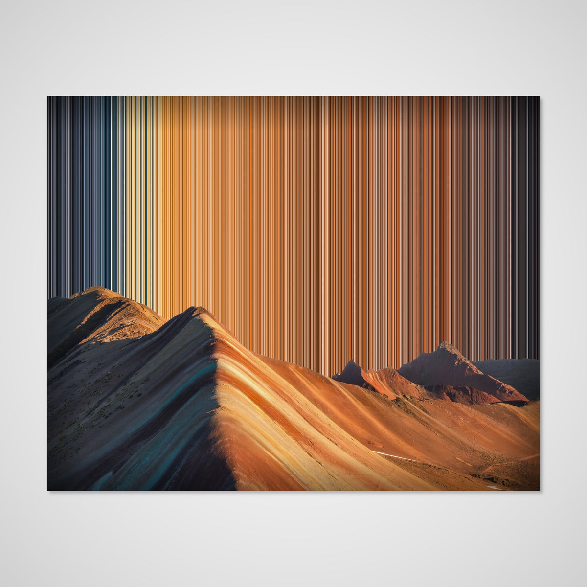 Montaña de Siete Colores, Perú: vista frontal del lienzo que muestra la obra en detalle