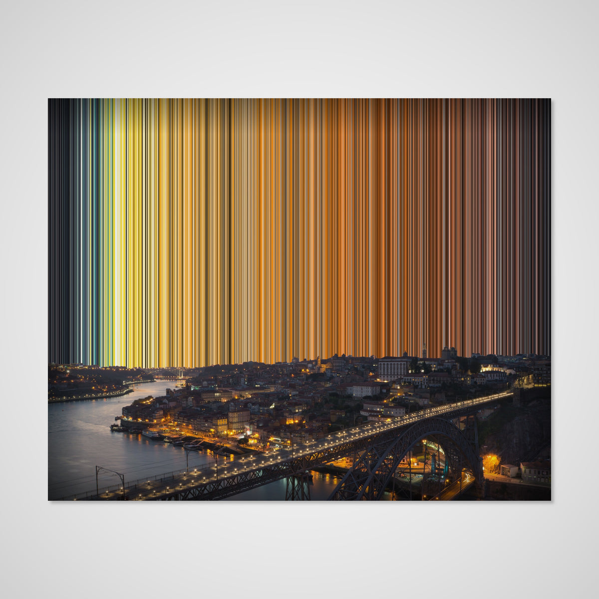 Río Duero, Oporto: vista frontal del lienzo que muestra la obra en detalle