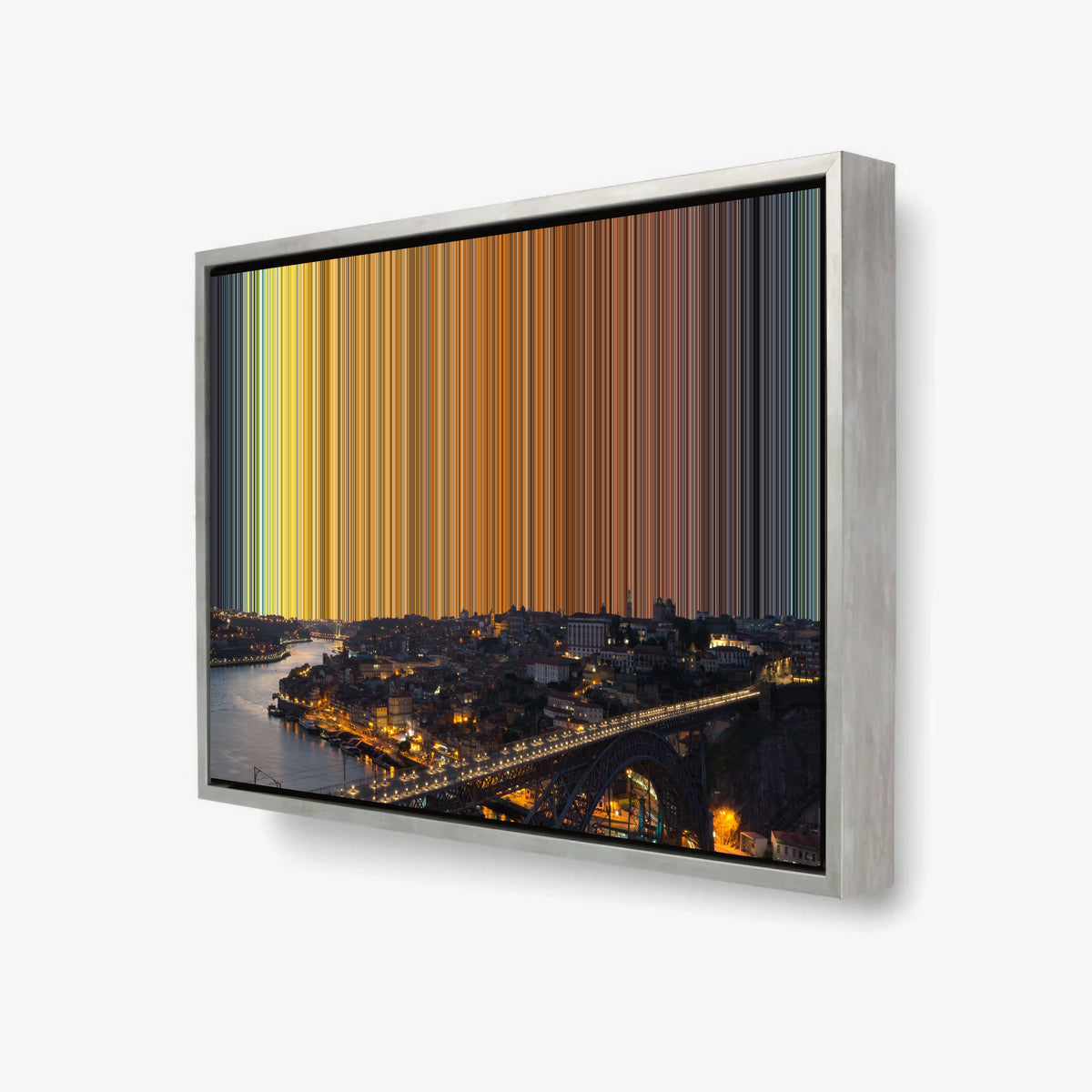 Río Duero, Oporto: vista en 3D del lienzo enmarcado