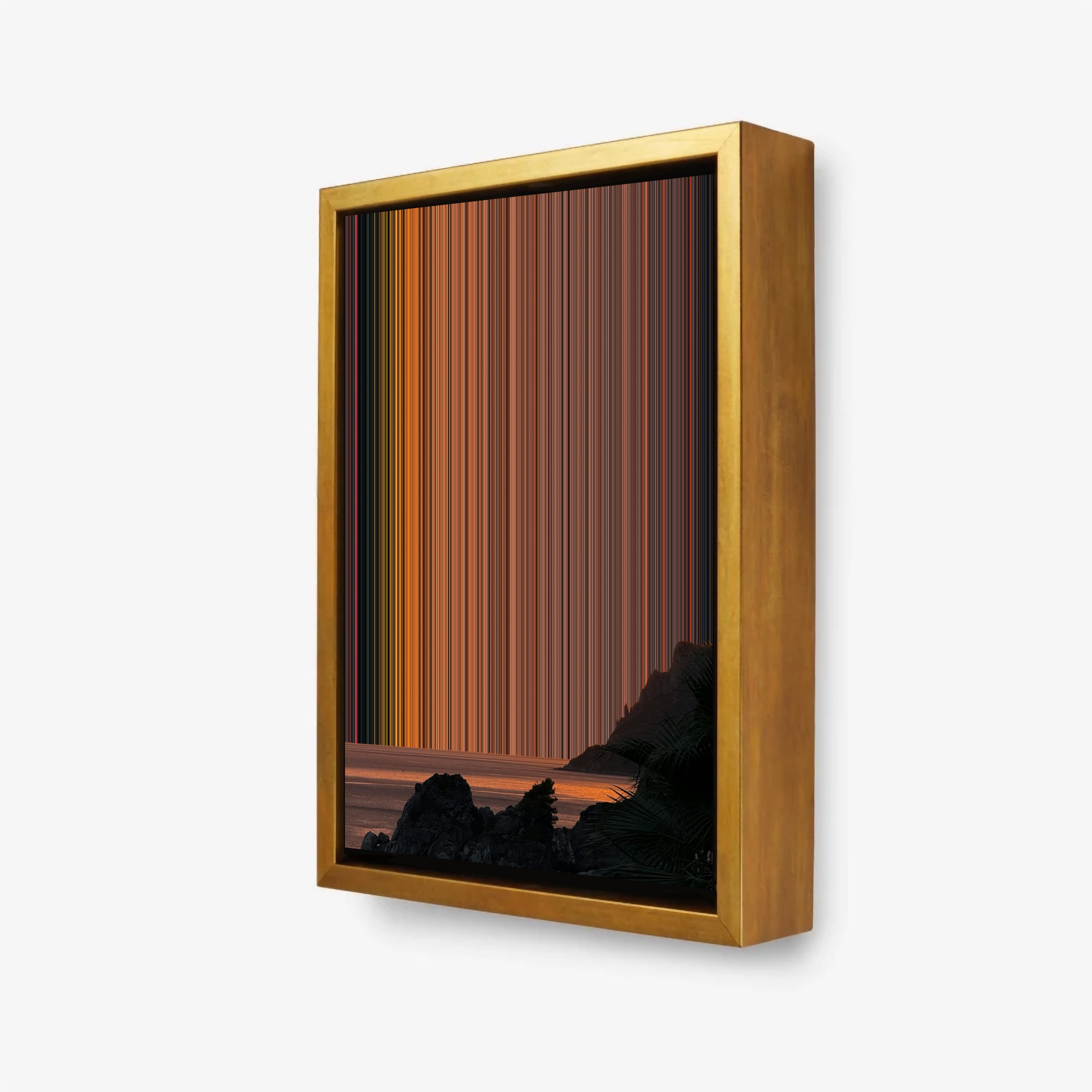 Rocky Coastline at Dawn - 3D framed canvas view - Gradienta