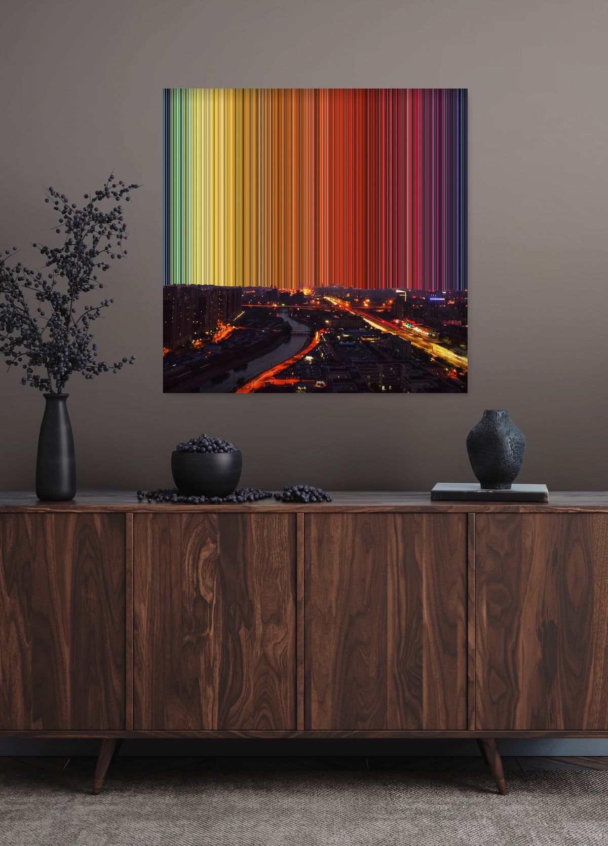 Aerial City Highways at Dusk - Lifestyle staging in modern interior - Gradienta