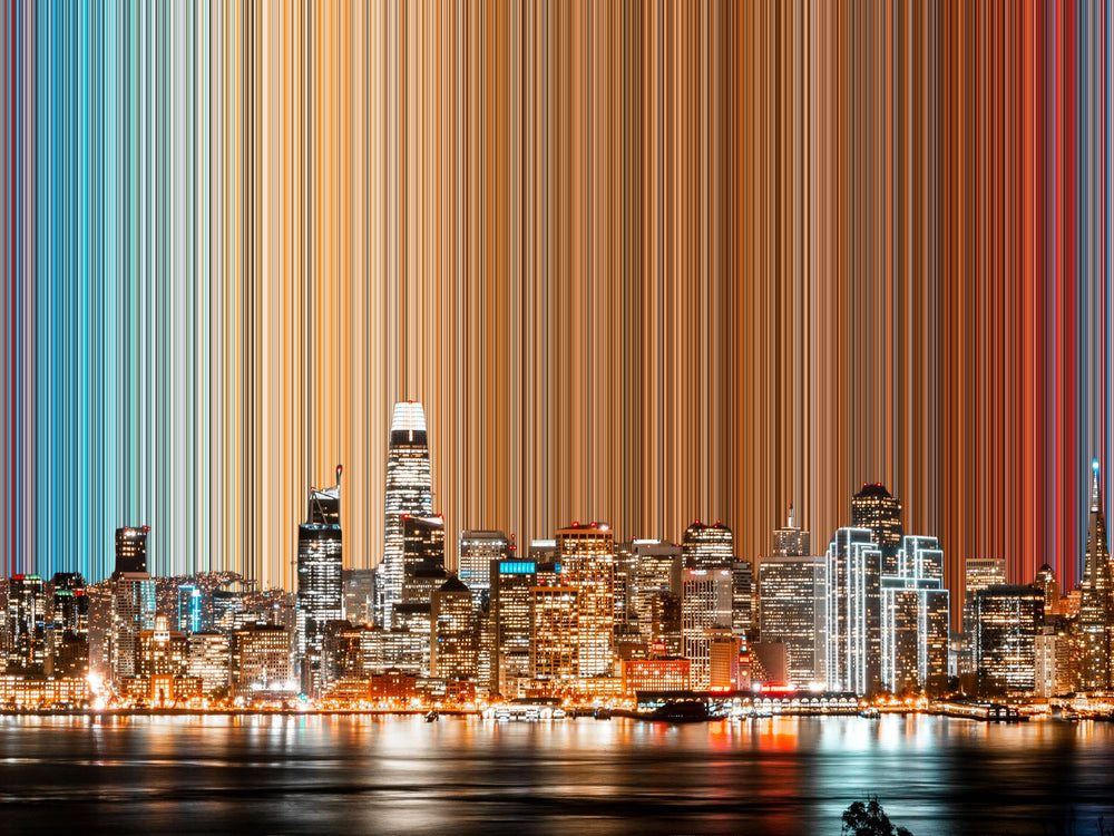 San Franciscos skyline vist i valgt størrelse