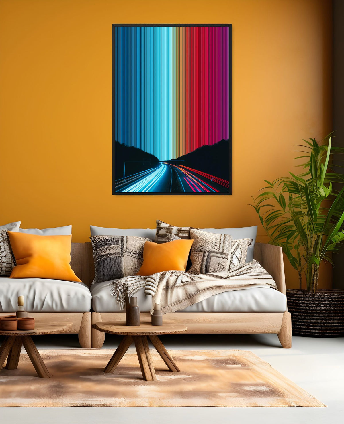 Electric Journey as a float frame, black in a room