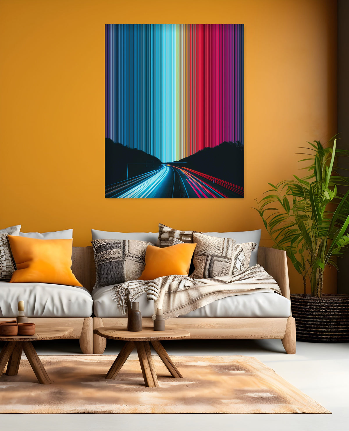 Viaje eléctrico: cuadro ambientado en una habitación decorada